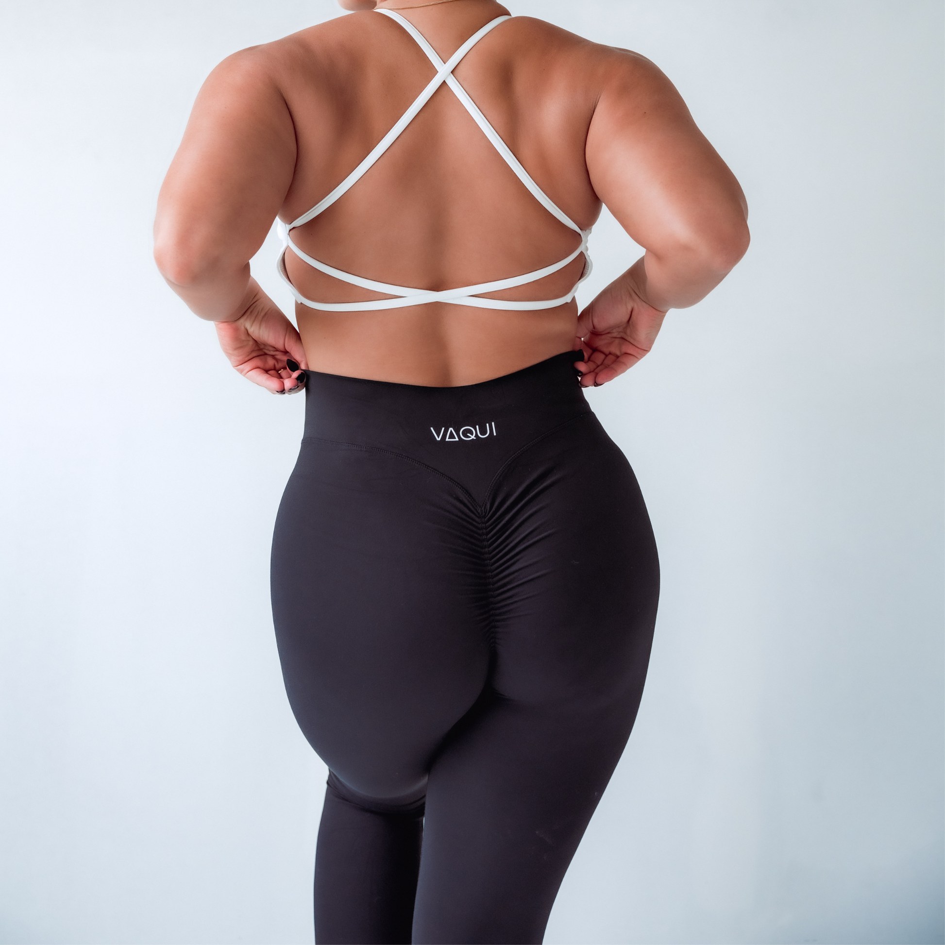 Maqui Black Textured High-Waisted Workout Leggings-Sm… - Gem